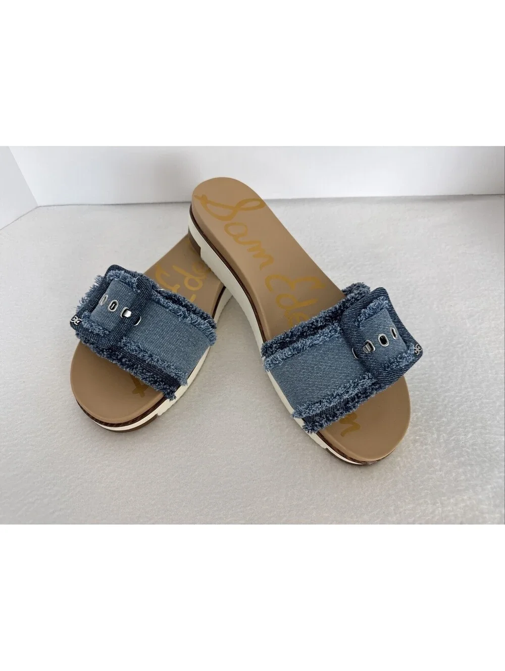 Sam Edelman Ariane Platform Denim Slide Sandal US 10